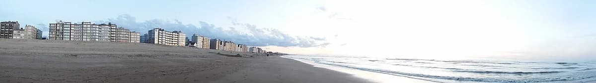 Sunset panorama on the Belgian coast near Knokke-Heist