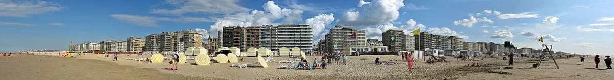 Panoramic view of De Panne beach, Belgian coast