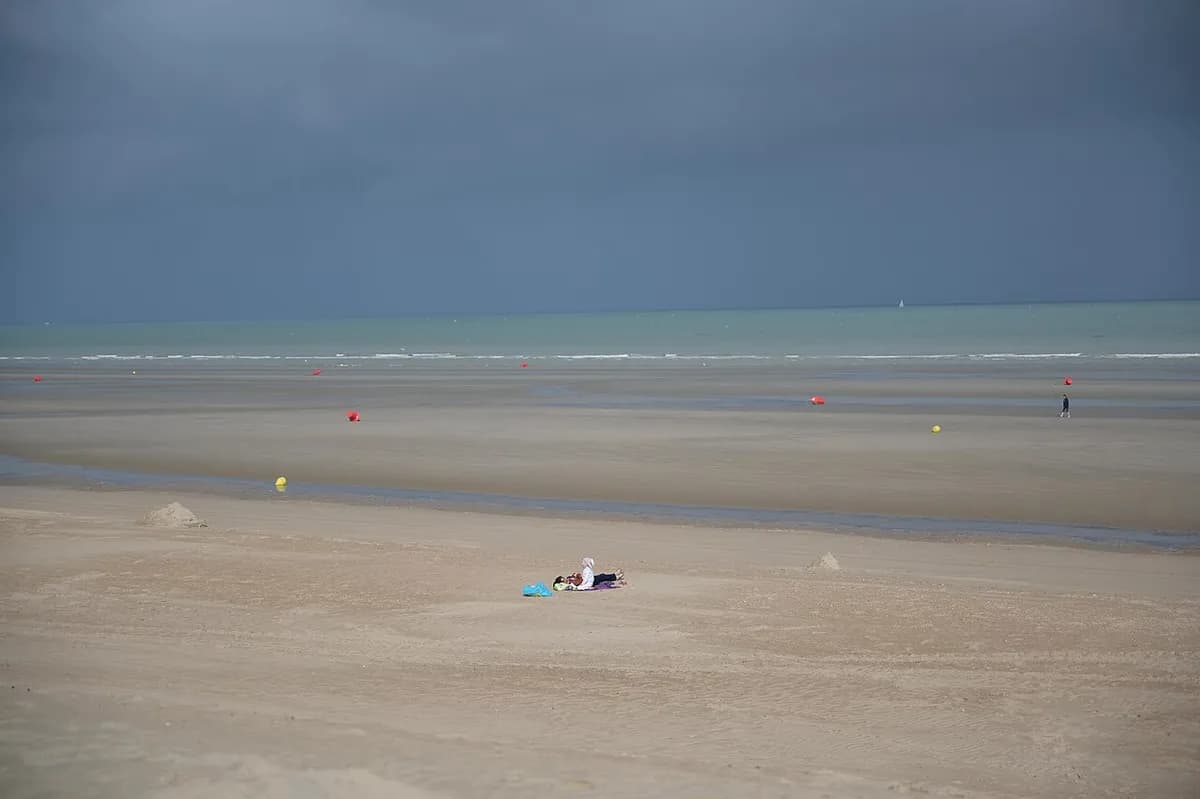 Sint-Idesbald beach view with breakwaters, Koksijde