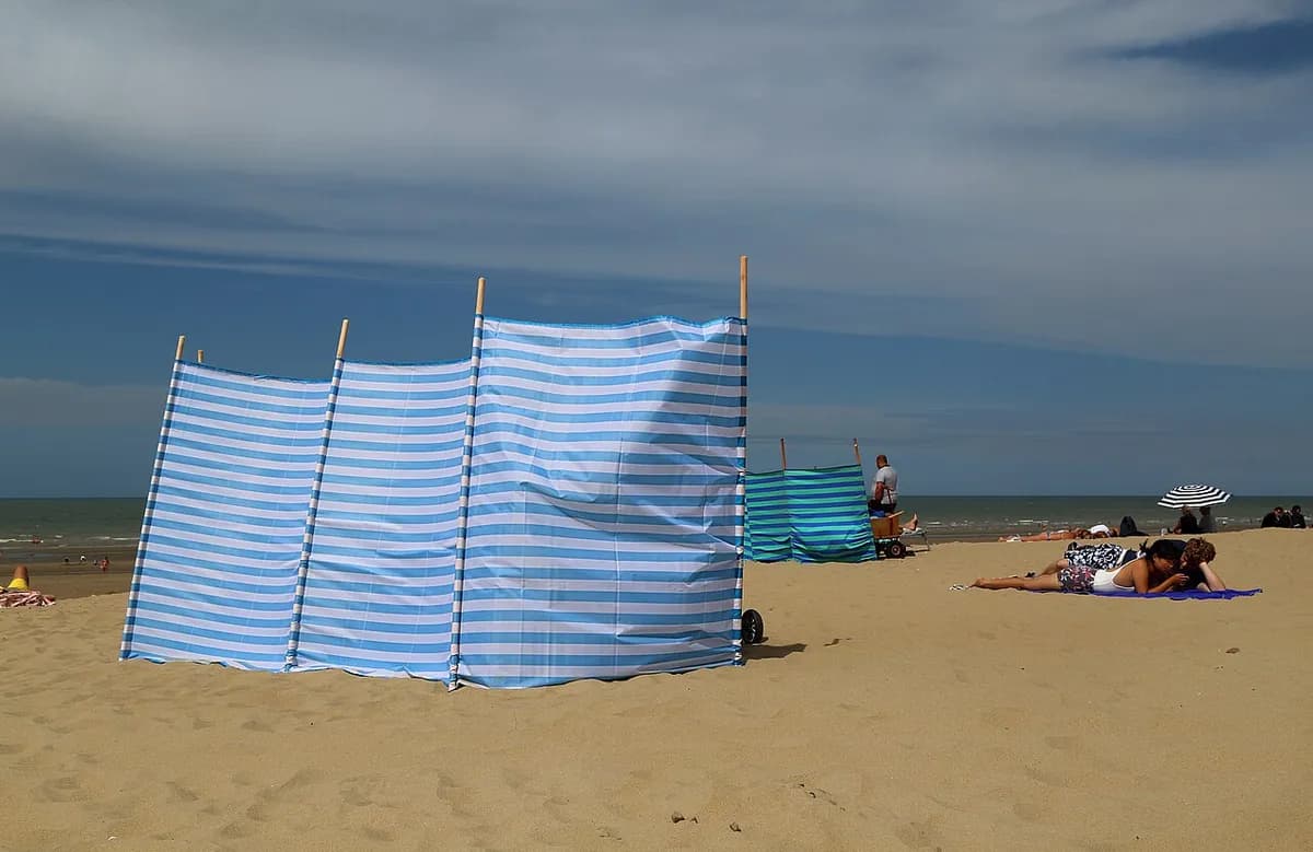 Beach windscreen on the Belgian coast near Middelkerke