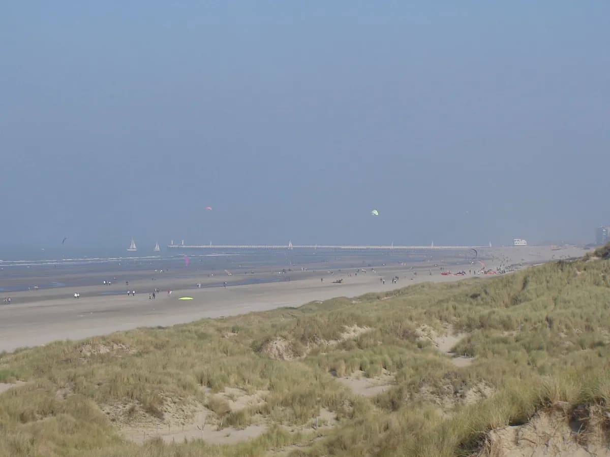 Nieuwpoort beach and pier on the Belgian coast