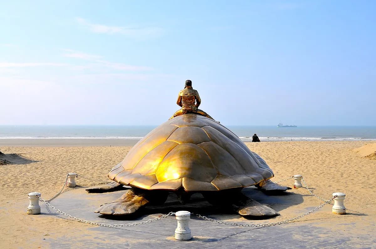 Beach sculpture on the Belgian coast near Oostende