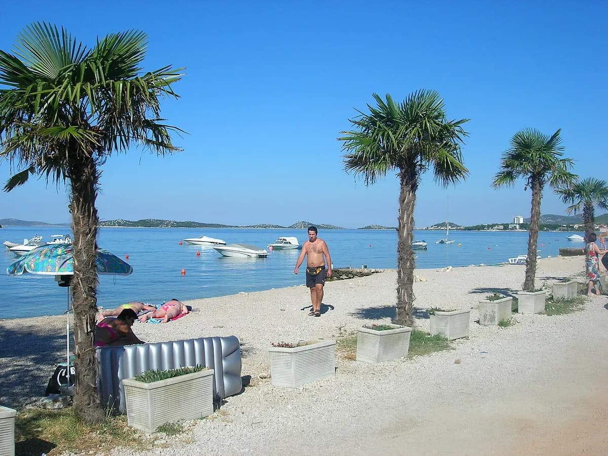Vodice beach on the Dalmatian coast of Croatia