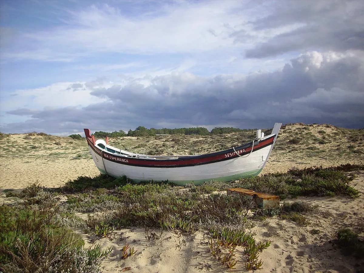 Lagoa de Albufeira lagoon and ocean beach in Sesimbra with calm waters ideal for dogs