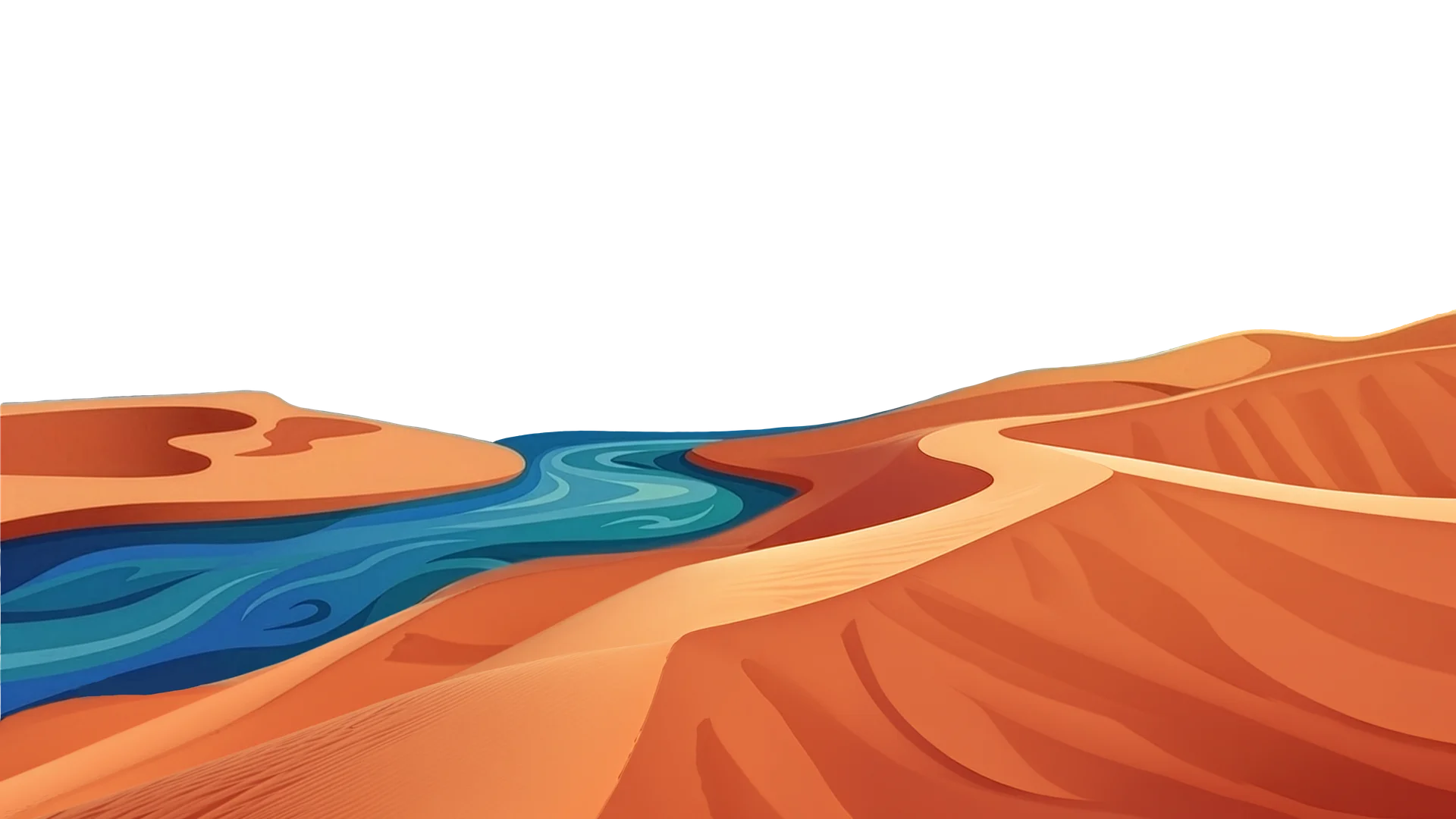 Sandy beach with water inlet between dunes